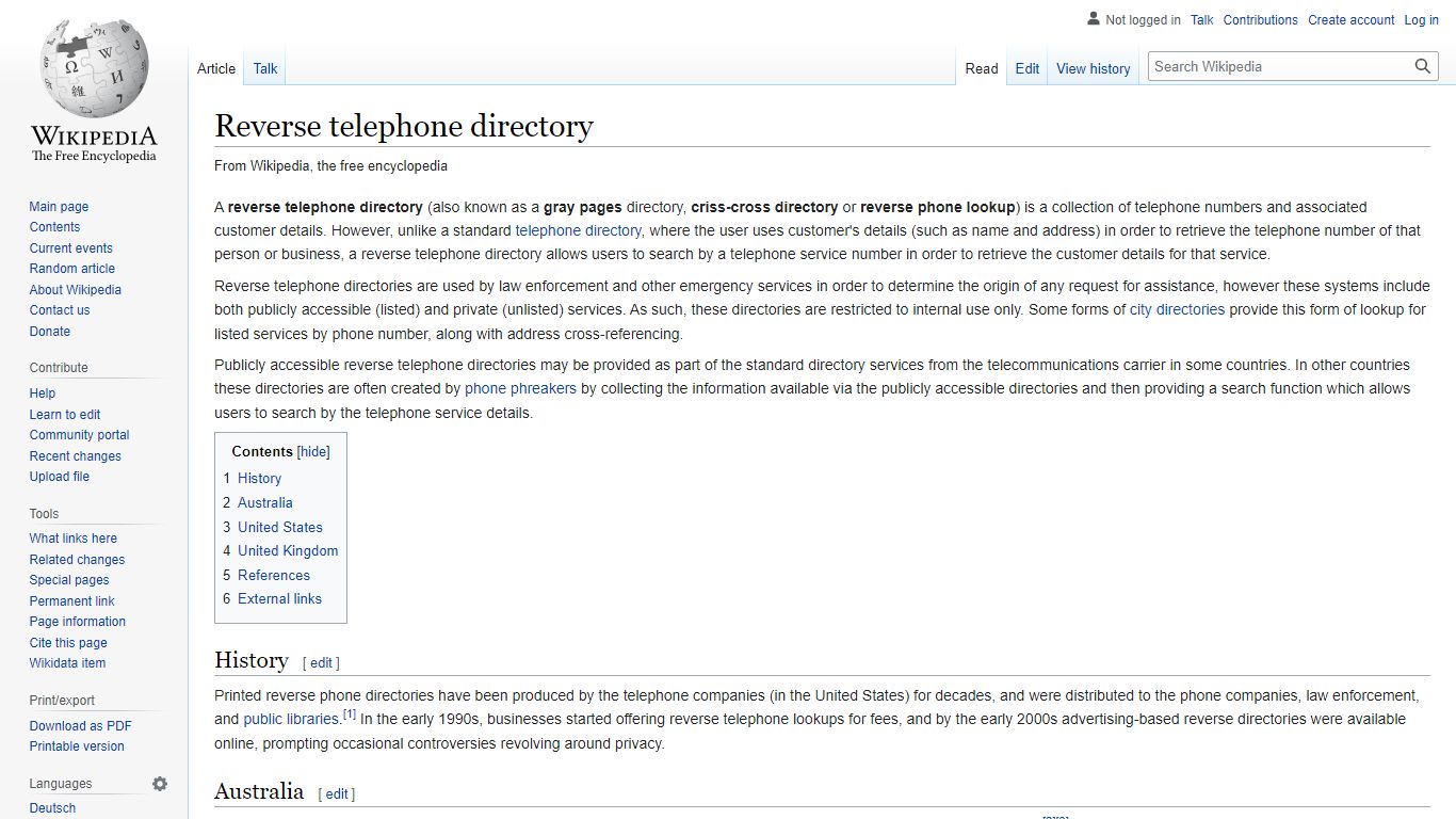 Reverse telephone directory - Wikipedia